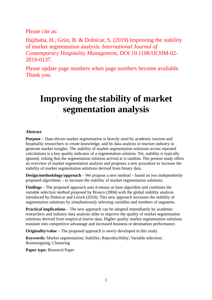 market segmentation literature review pdf