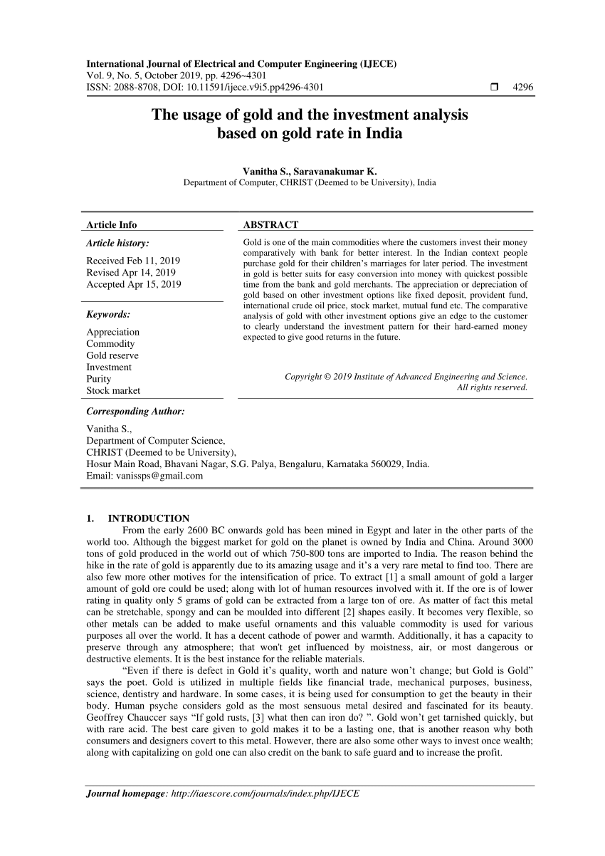 research paper on gold investment in india