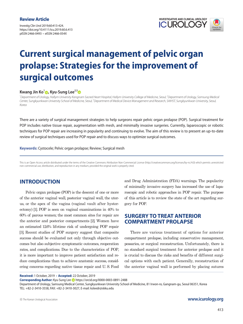 Surgical Treatment of Pelvic Organ Prolapse 