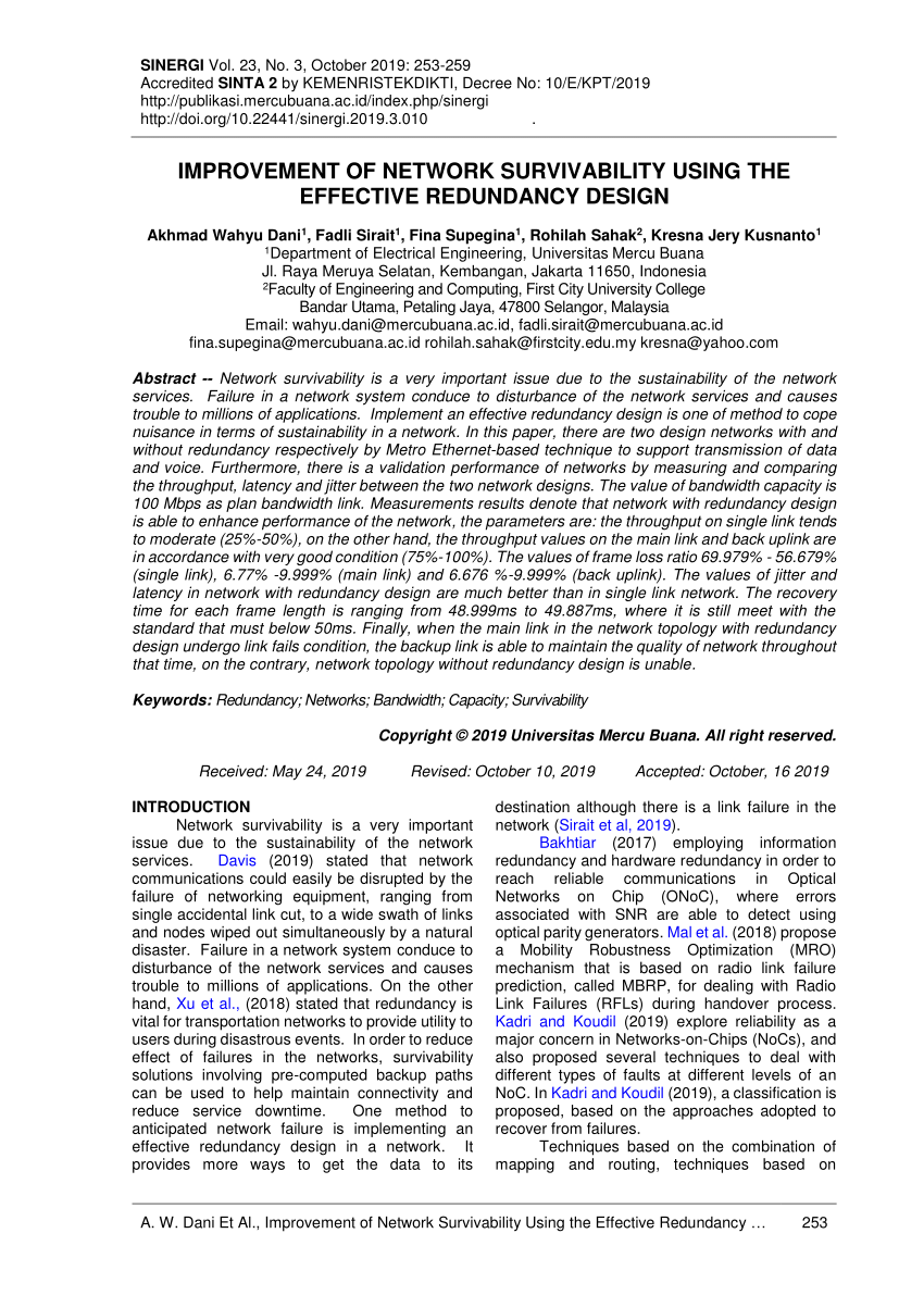 pdf improvement of network survivability using the effective redundancy design researchgate