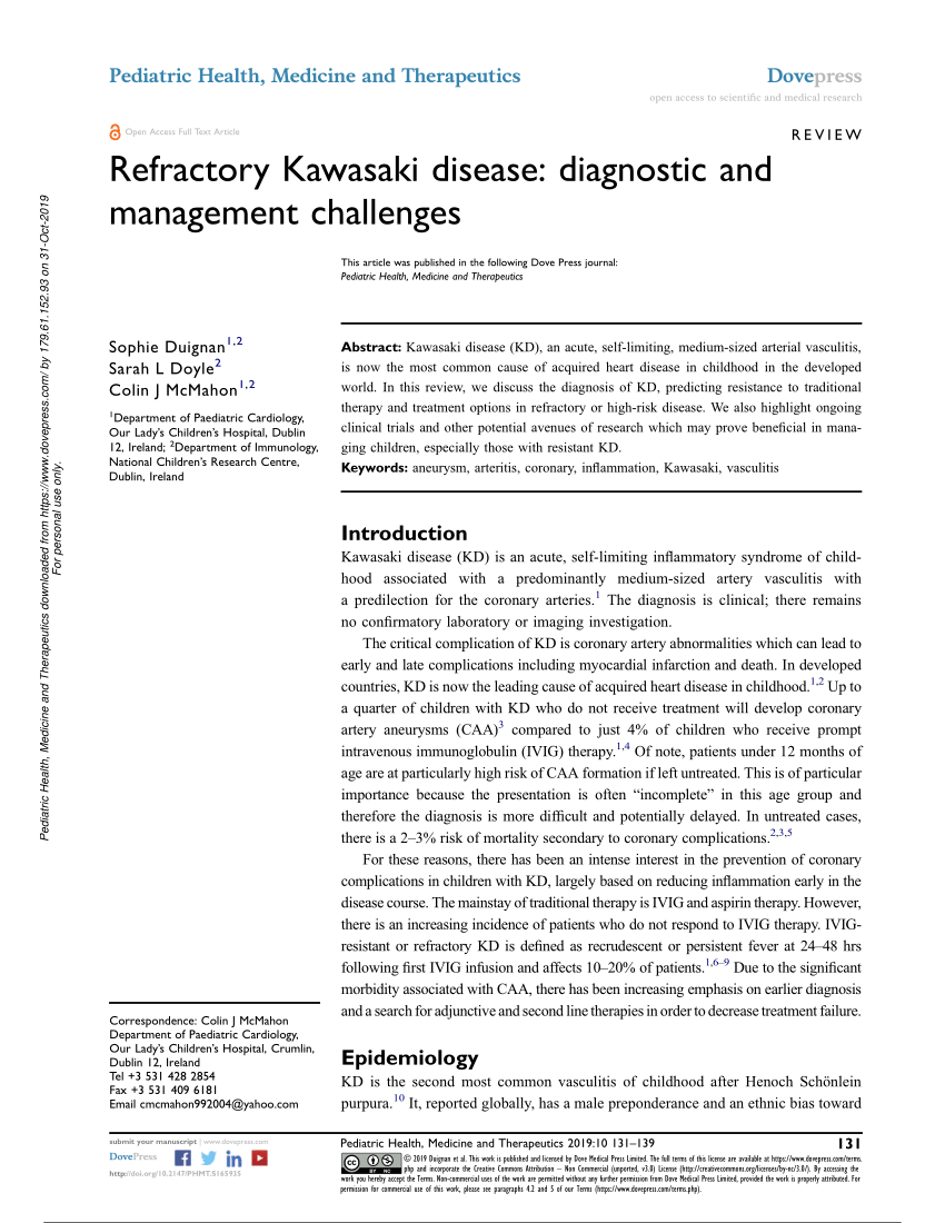 Refractory Kawasaki disease: diagnostic and management challenges