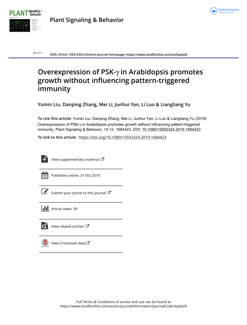 (PDF) Overexpression of PSK-γ in Arabidopsis promotes growth without Sns-Brigh10