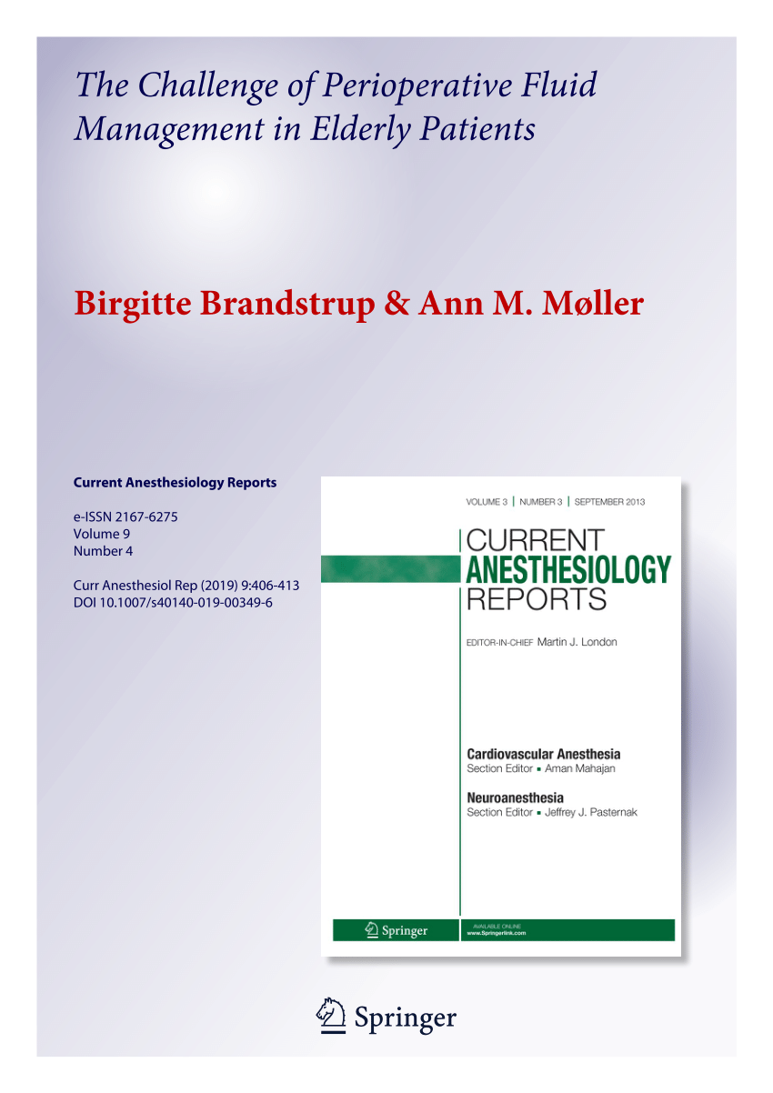 Pdf The Challenge Of Perioperative Fluid Management In Elderly Patients