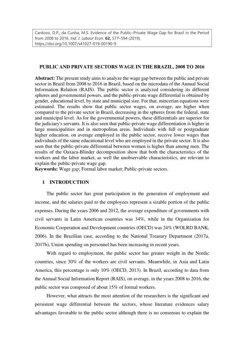 PDF) Quão heterogêneo é o setor público no Brasil? Uma análise das  diferenças salariais entre os poderes executivo, legislativo e judiciário.