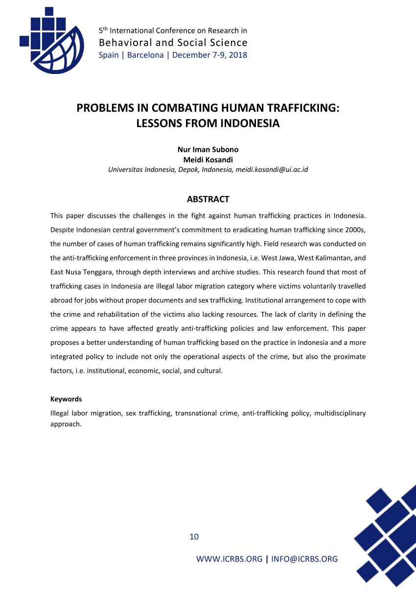 PDF) PROBLEMS IN COMBATING HUMAN TRAFFICKING:LESSONS FROM INDONESIA