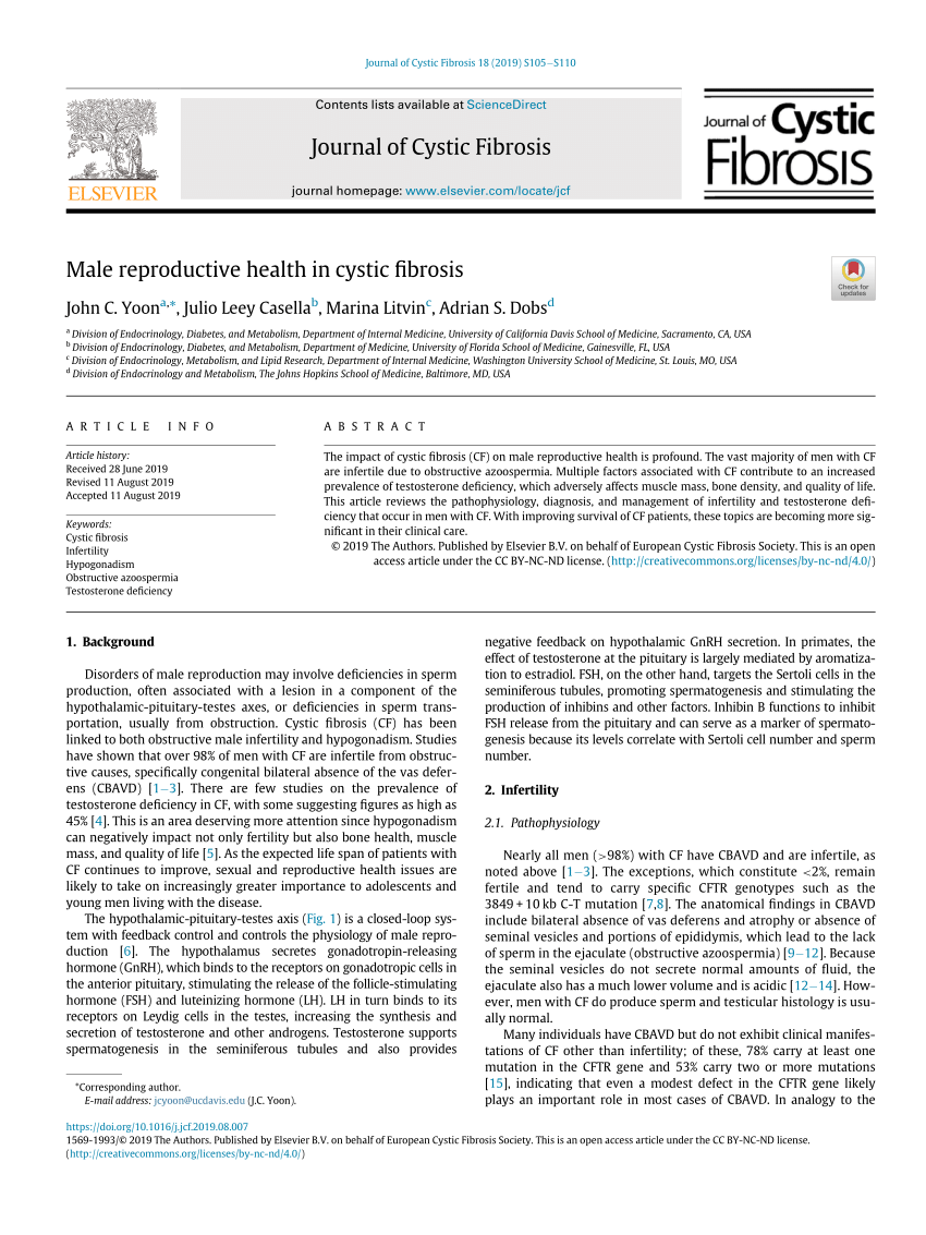 PDF Male reproductive health in cystic fibrosis