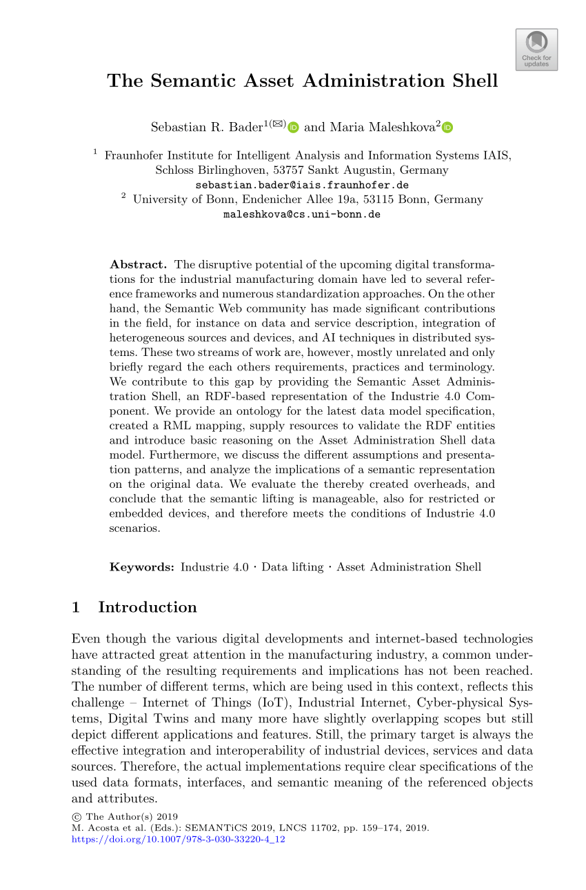 Pdf The Semantic Asset Administration Shell