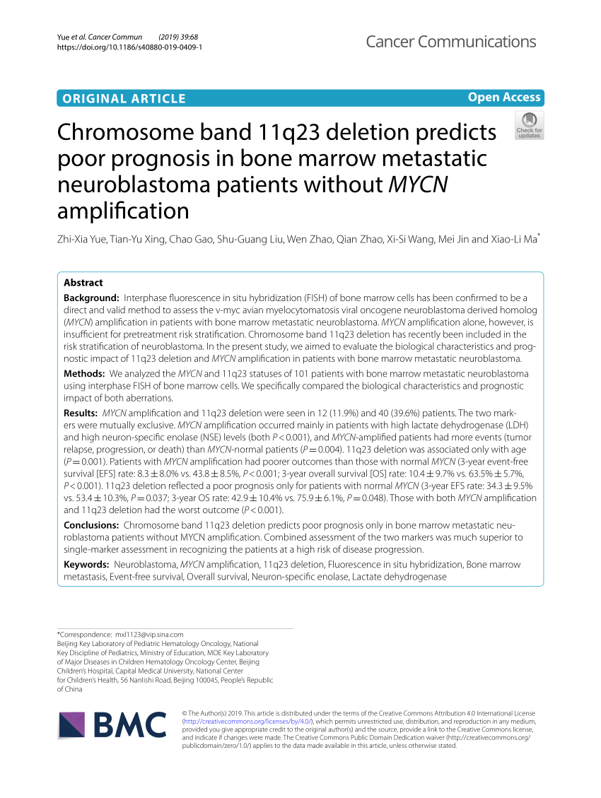 PDF) Chromosome band 11q23 deletion predicts poor prognosis in 