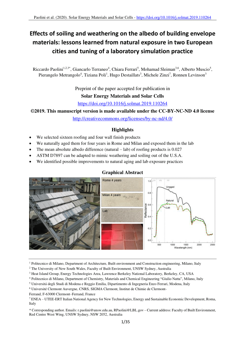 PDF) Effects of soiling and weathering on the albedo of building