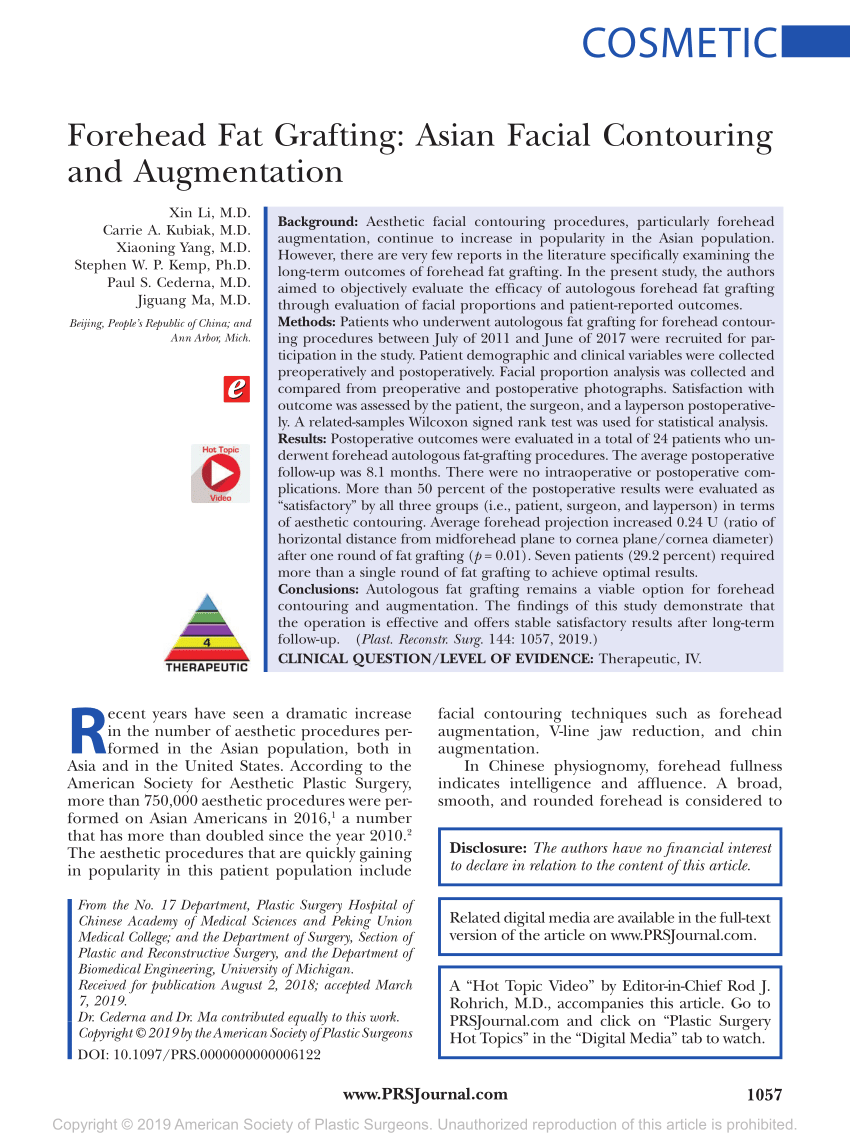 PDF) Forehead Fat Grafting: Asian Facial Contouring and Augmentation