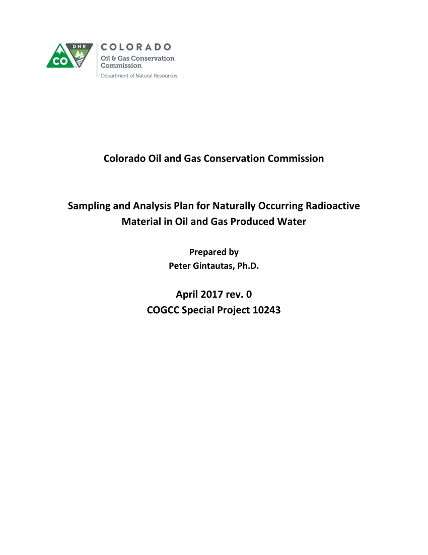 PDF) Colorado Oil and Gas Conservation Commission Sampling and