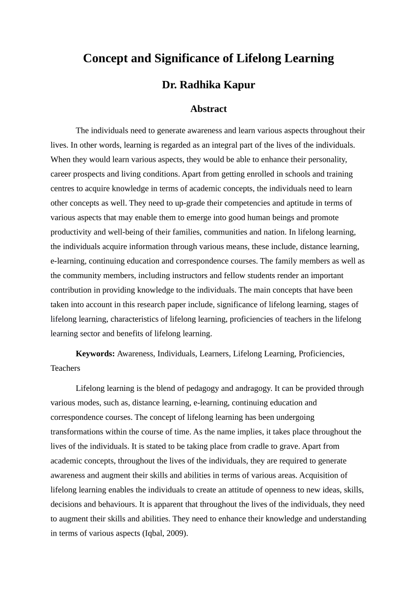 lifelong learning essay conclusion