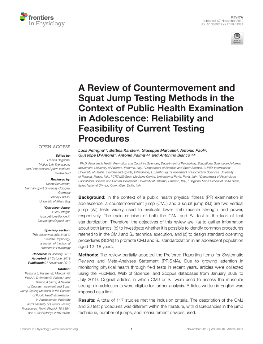 PDF) A Review of Countermovement and Squat Jump Testing Methods in ...