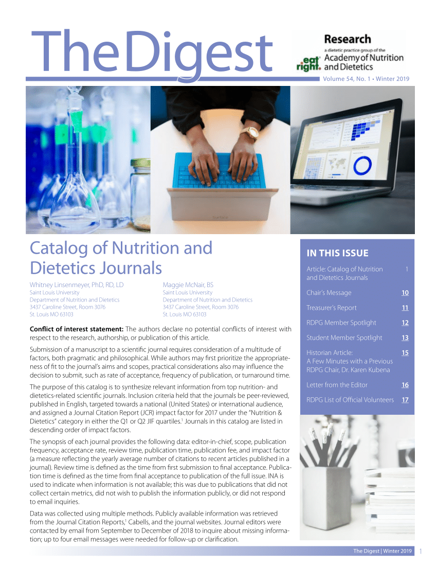 (PDF) Catalog of Nutrition and Dietetics Journals