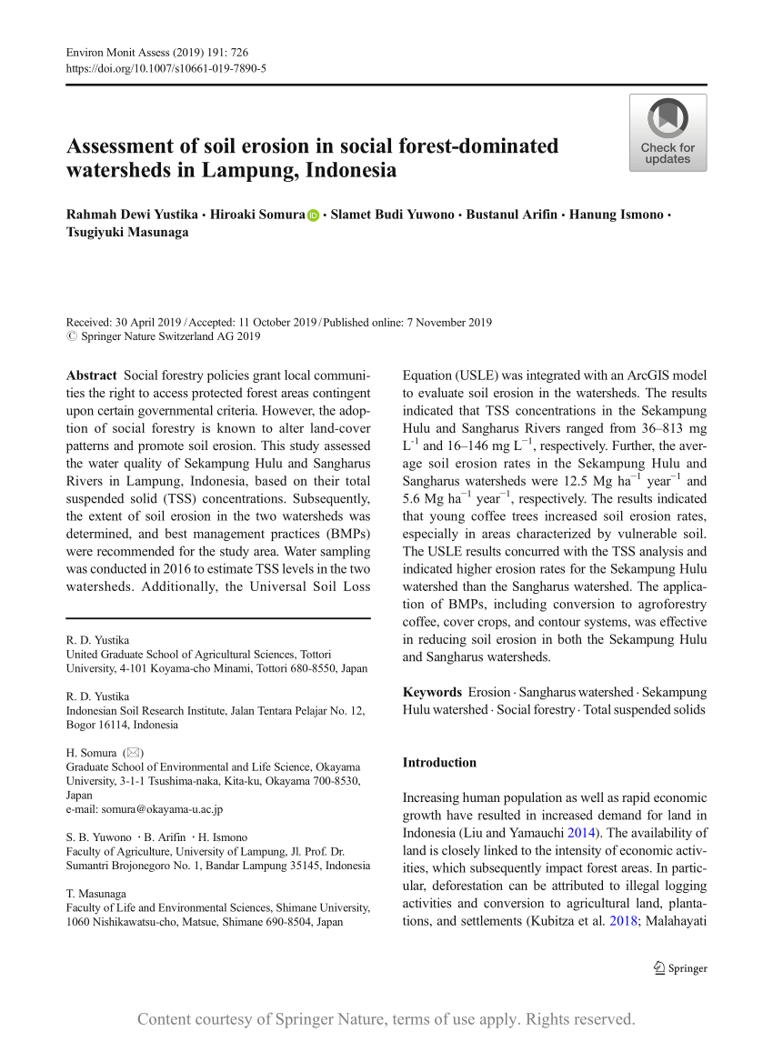 Assessment of soil erosion in social forest-dominated watersheds 