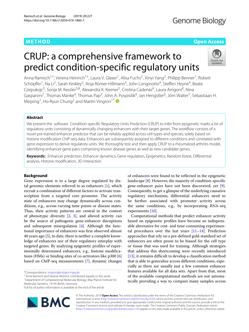 PDF) CRUP: a comprehensive framework to predict condition-specific 