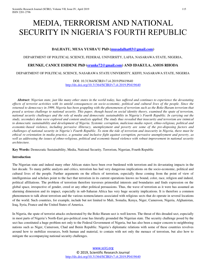 essay on terrorism in nigeria