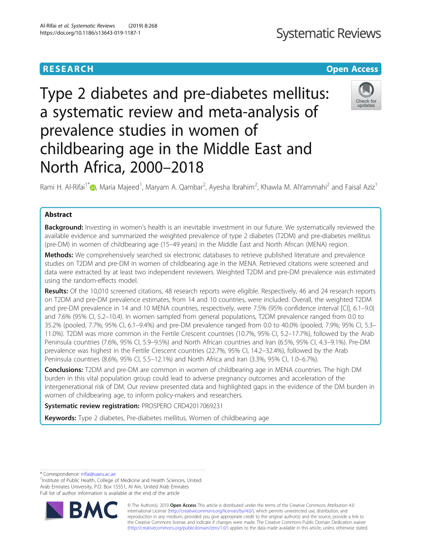 PDF) Type 2 diabetes and pre-diabetes mellitus: a systematic
