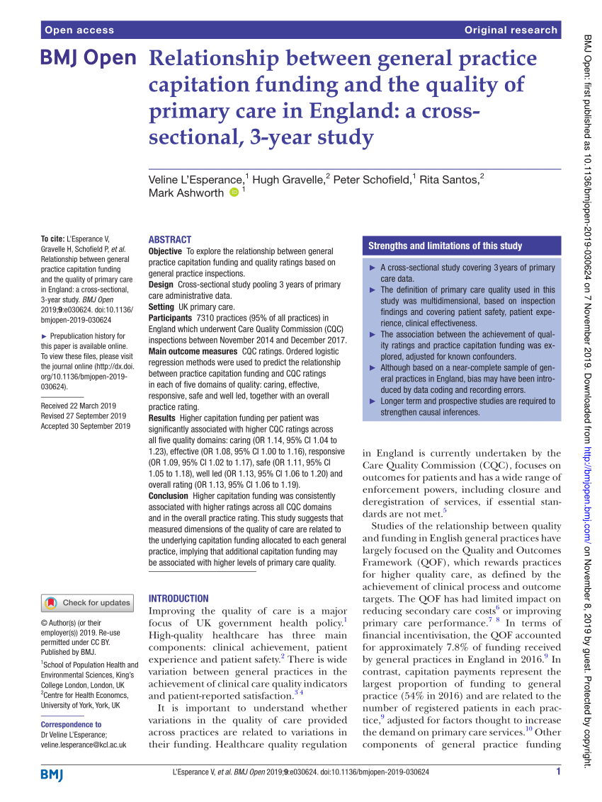 Pdf Relationship Between General Practice Capitation Funding And The Quality Of Primary Care 0917