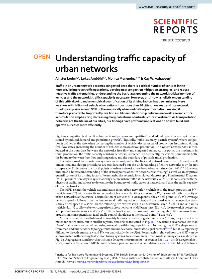 Pdf Understanding Traffic Capacity Of Urban Networks