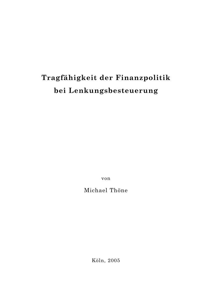 Pdf Tragfahigkeit Der Finanzpolitik Bei Lenkungsbesteuerung