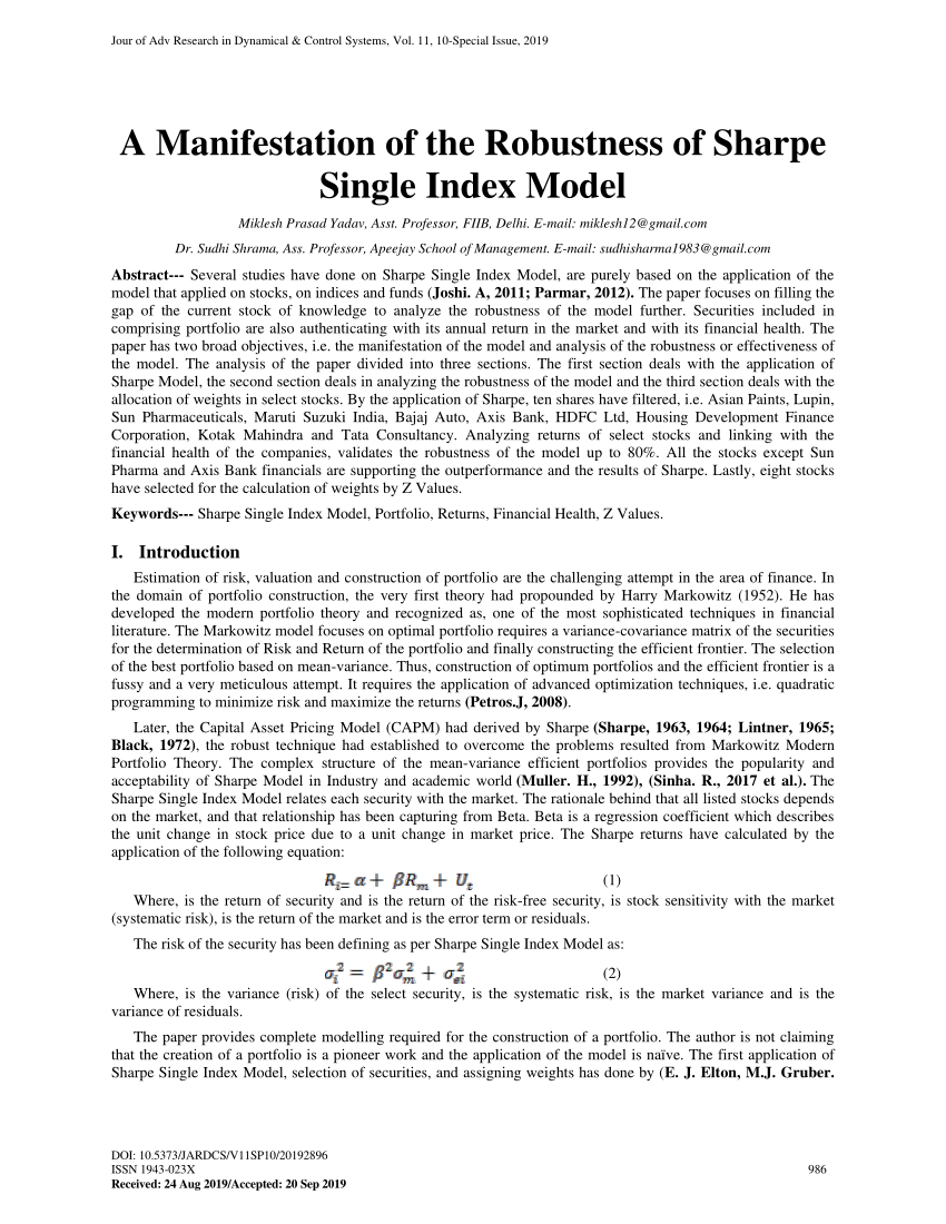 literature review of single index model