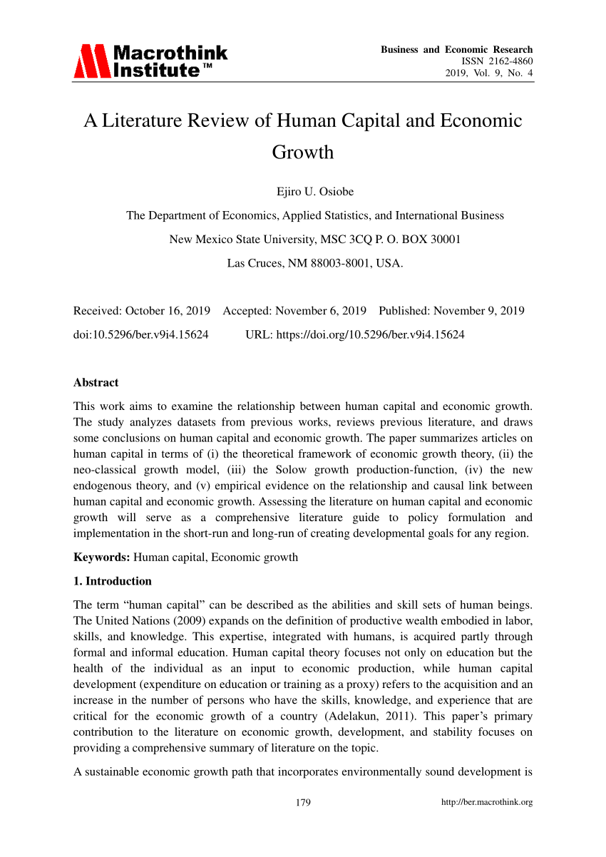 literature review of economic growth