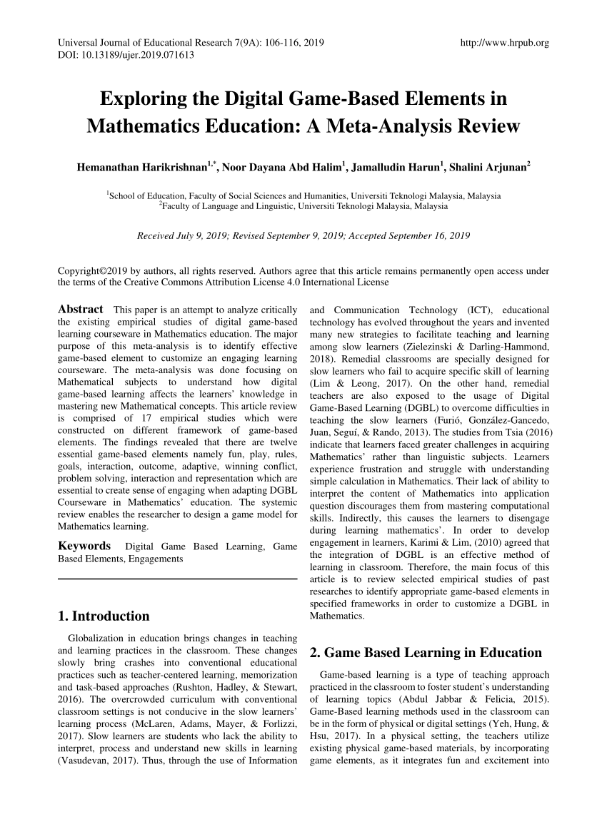 Students Perceived Quality of a Self-Created Mathematics Game-Based  Materials