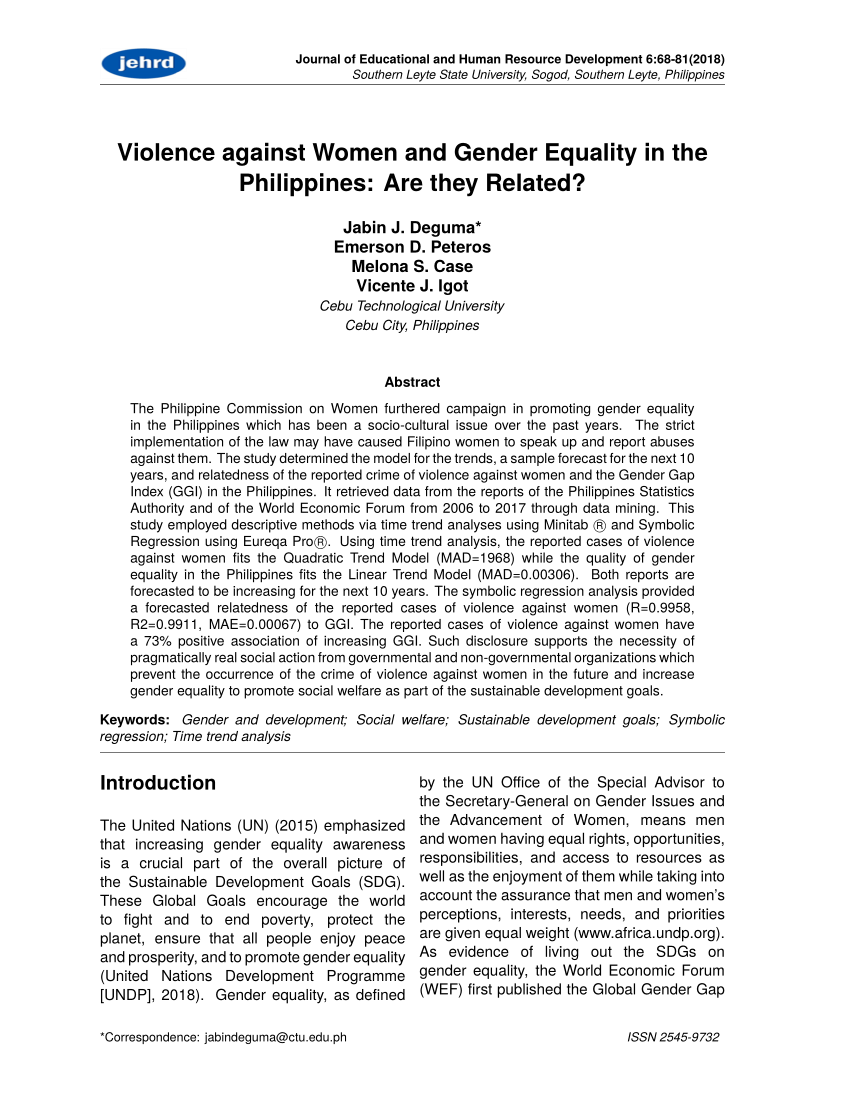 research paper about gender equality in the philippines