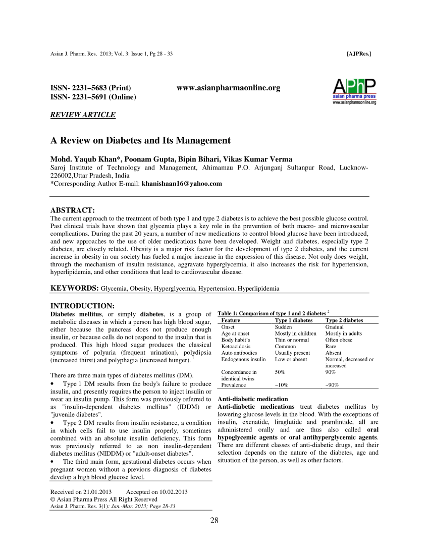 research article on diabetes management