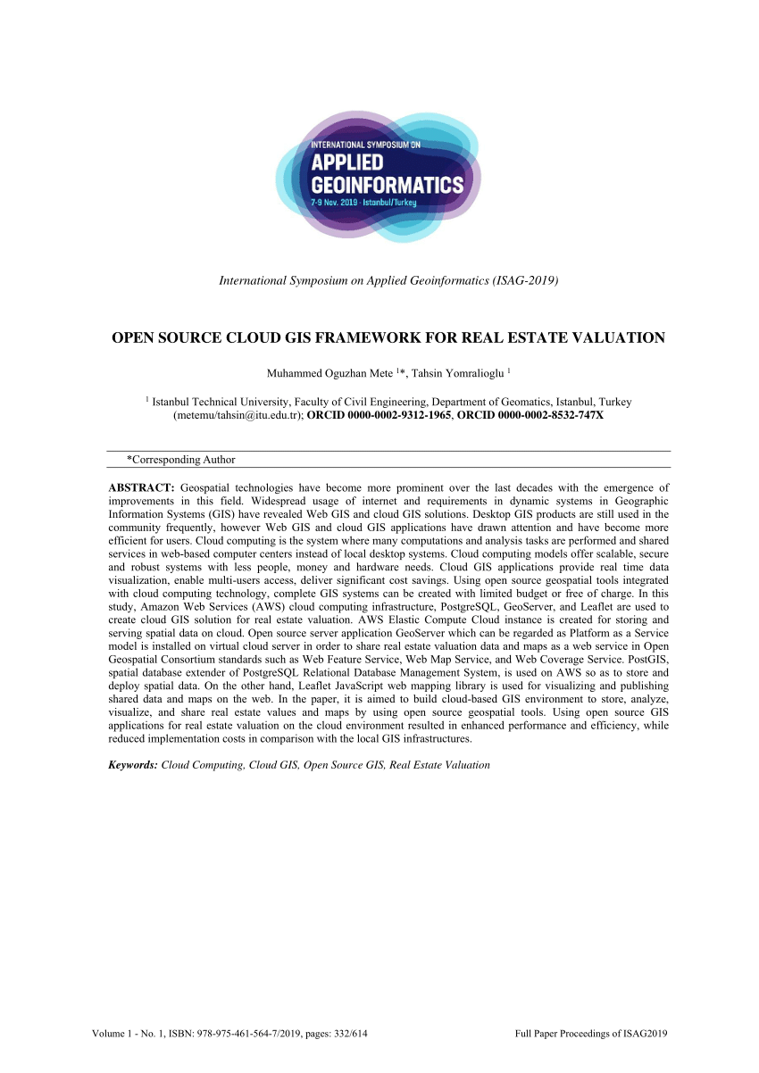 (PDF) Open Source Cloud GIS Framework for Real Estate Valuation