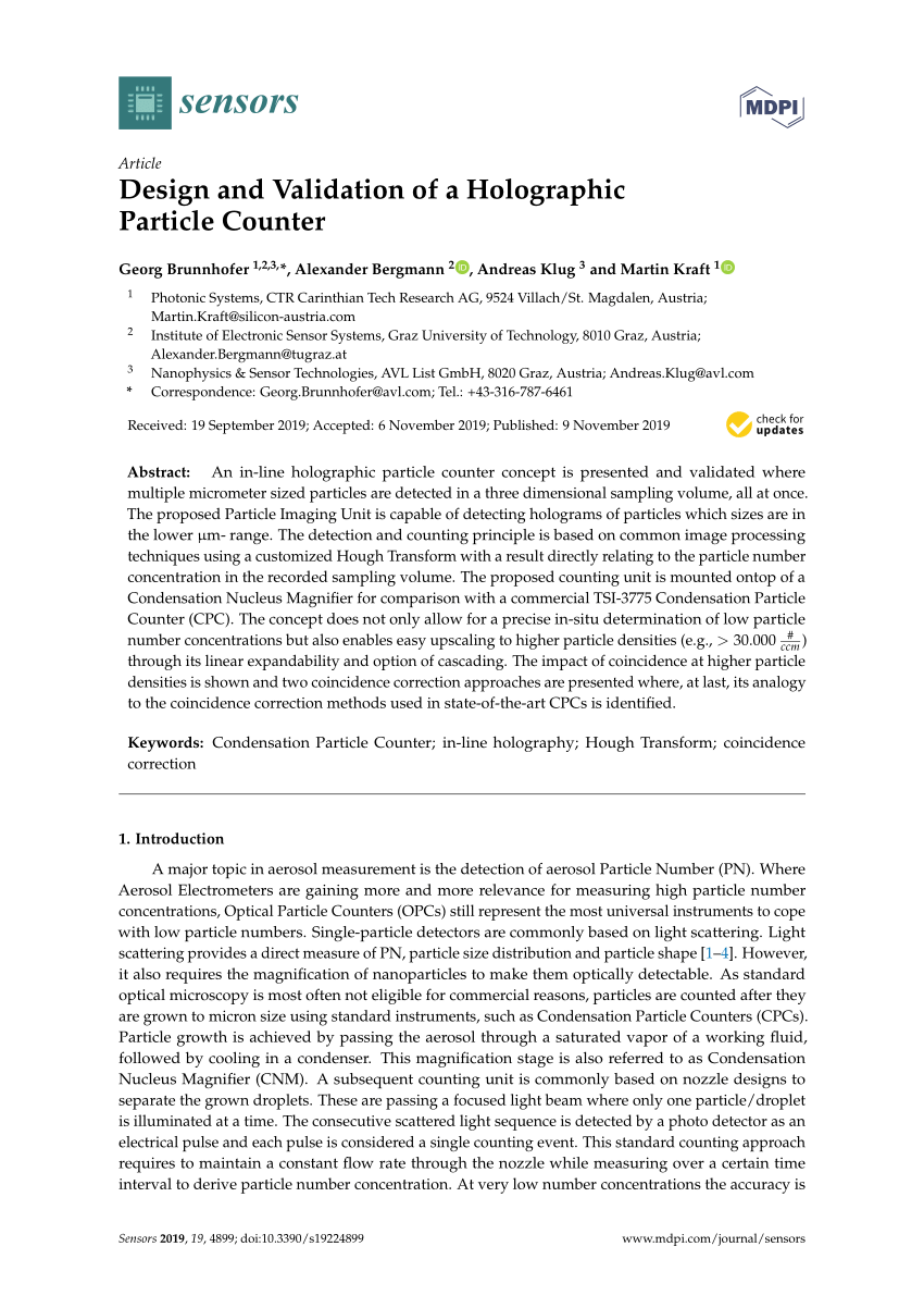 PDF Design and Validation of a Holographic Particle Counter