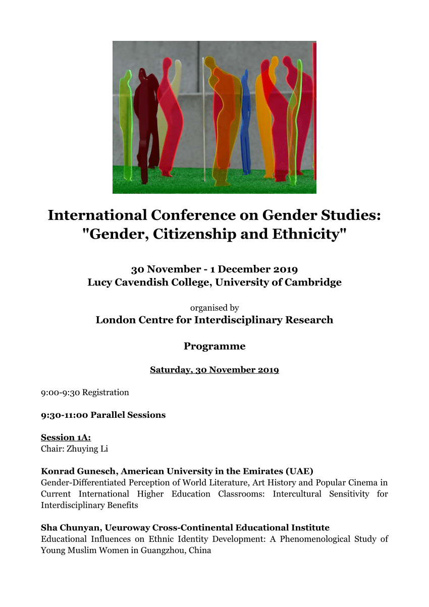 (PDF) International Conference on Gender Studies Cambridge University