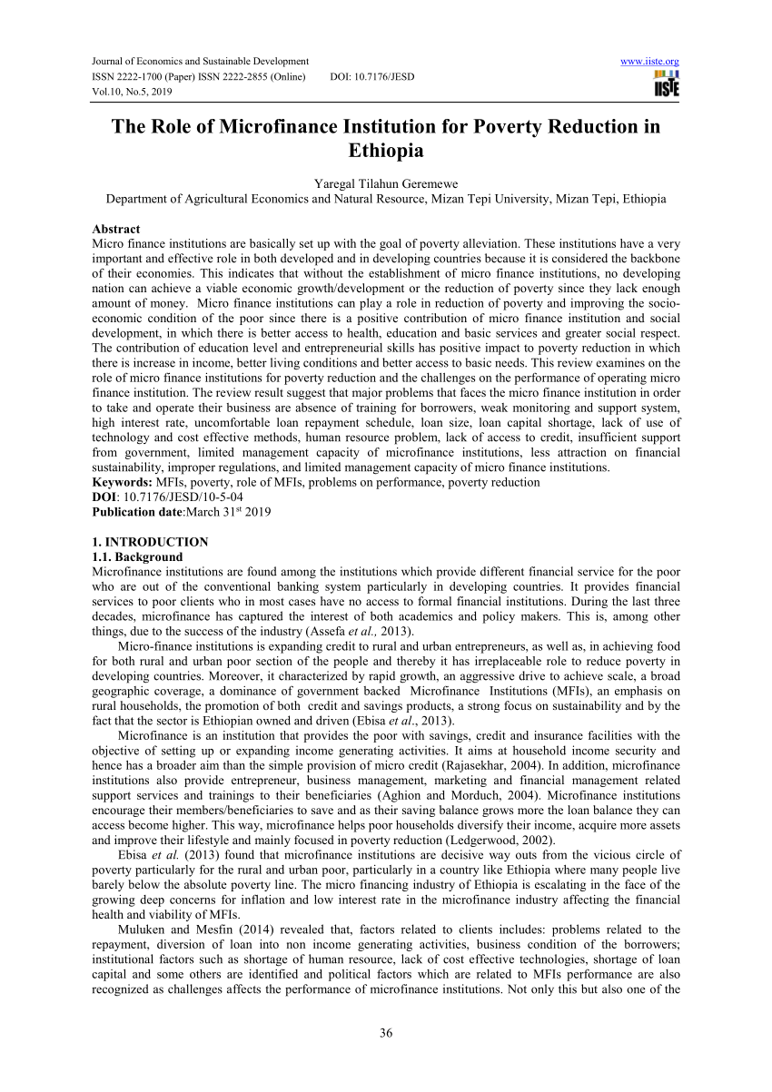 research paper on microfinance in ethiopia pdf