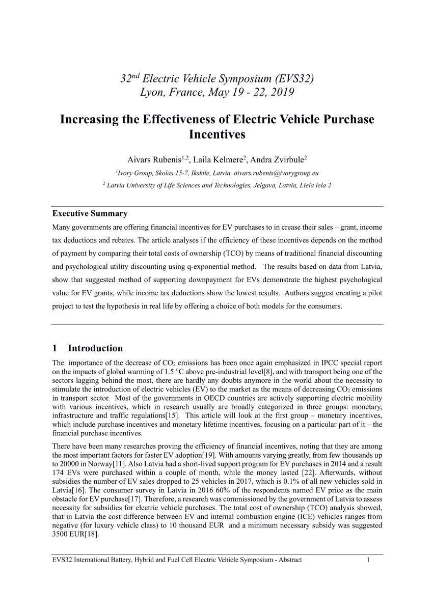 (PDF) Increasing the Effectiveness of Electric Vehicle Purchase Incentives