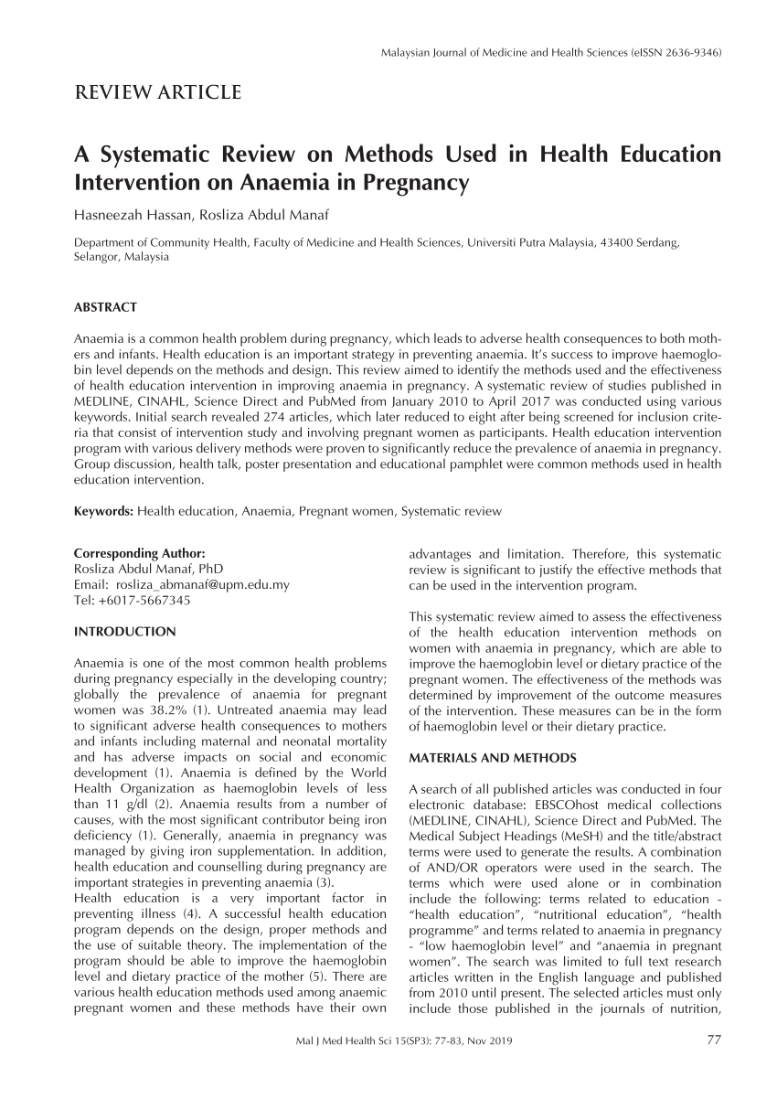 literature review on anaemia in pregnancy (pdf)