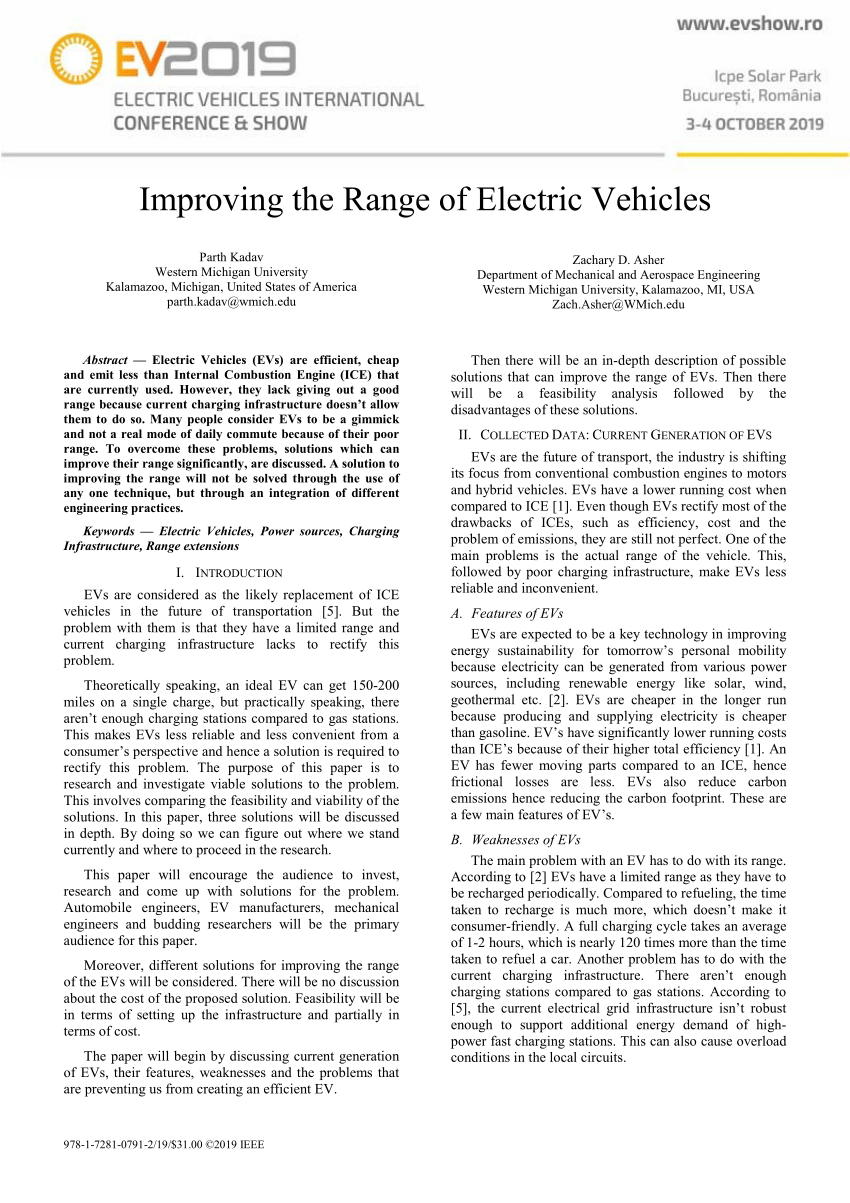 (PDF) Improving the Range of Electric Vehicles