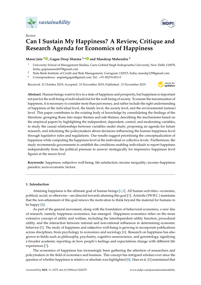research paper topics on happiness