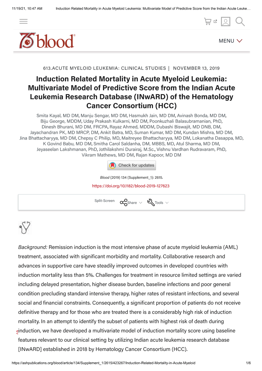 (PDF) Induction Related Mortality in Acute Myeloid Leukemia