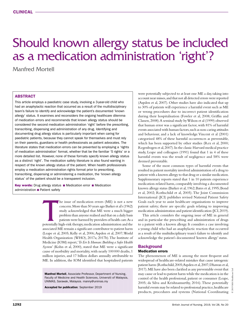 nursing case study allergy