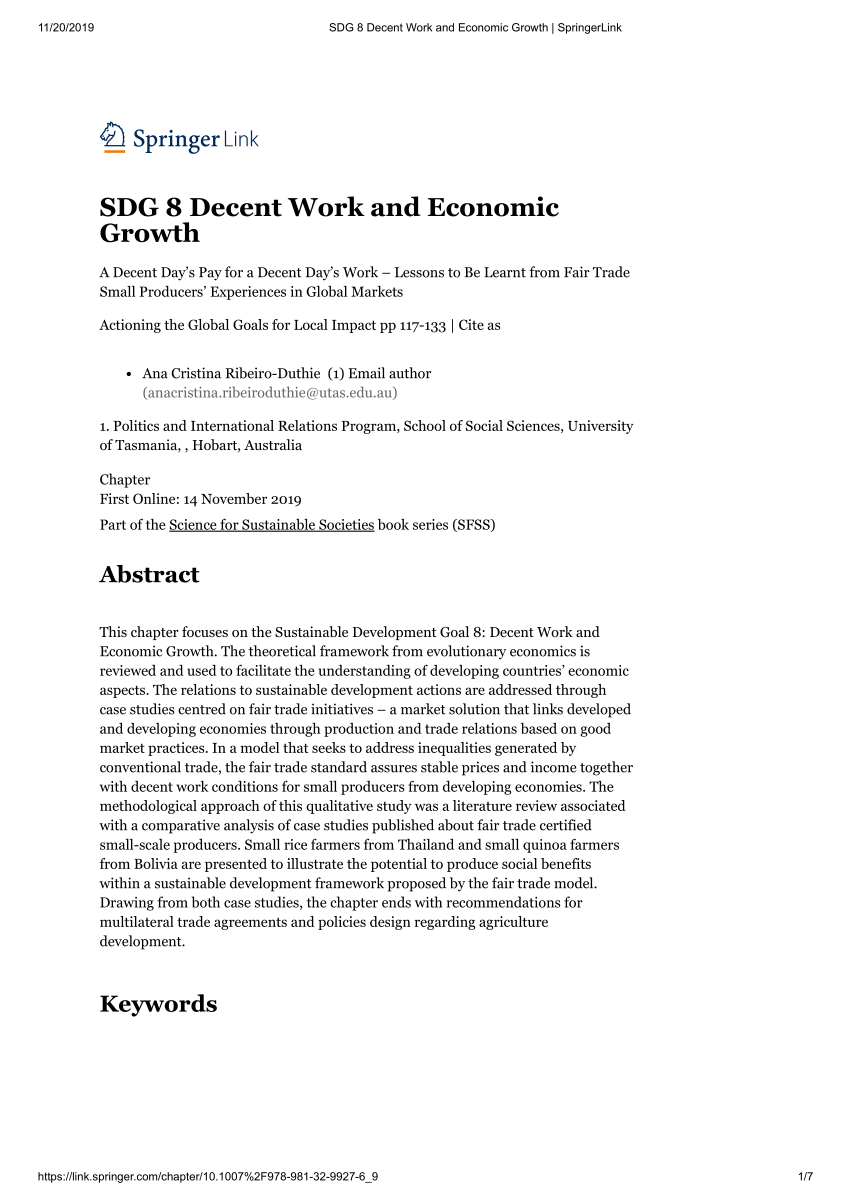 decent work and economic growth research paper