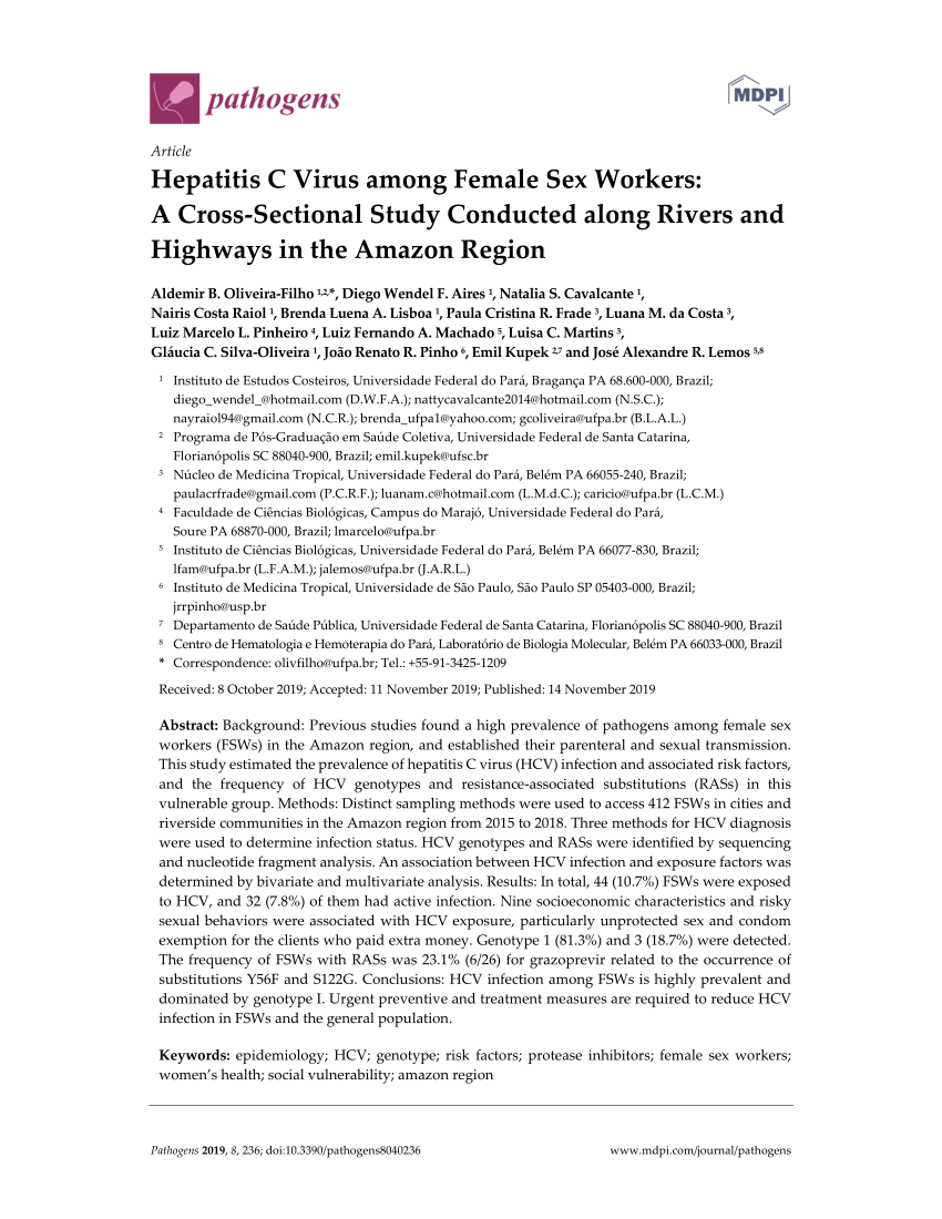 Pdf Hepatitis C Virus Among Female Sex Workers A Cross Sectional Study Conducted Along Rivers And Highways In The Amazon Region