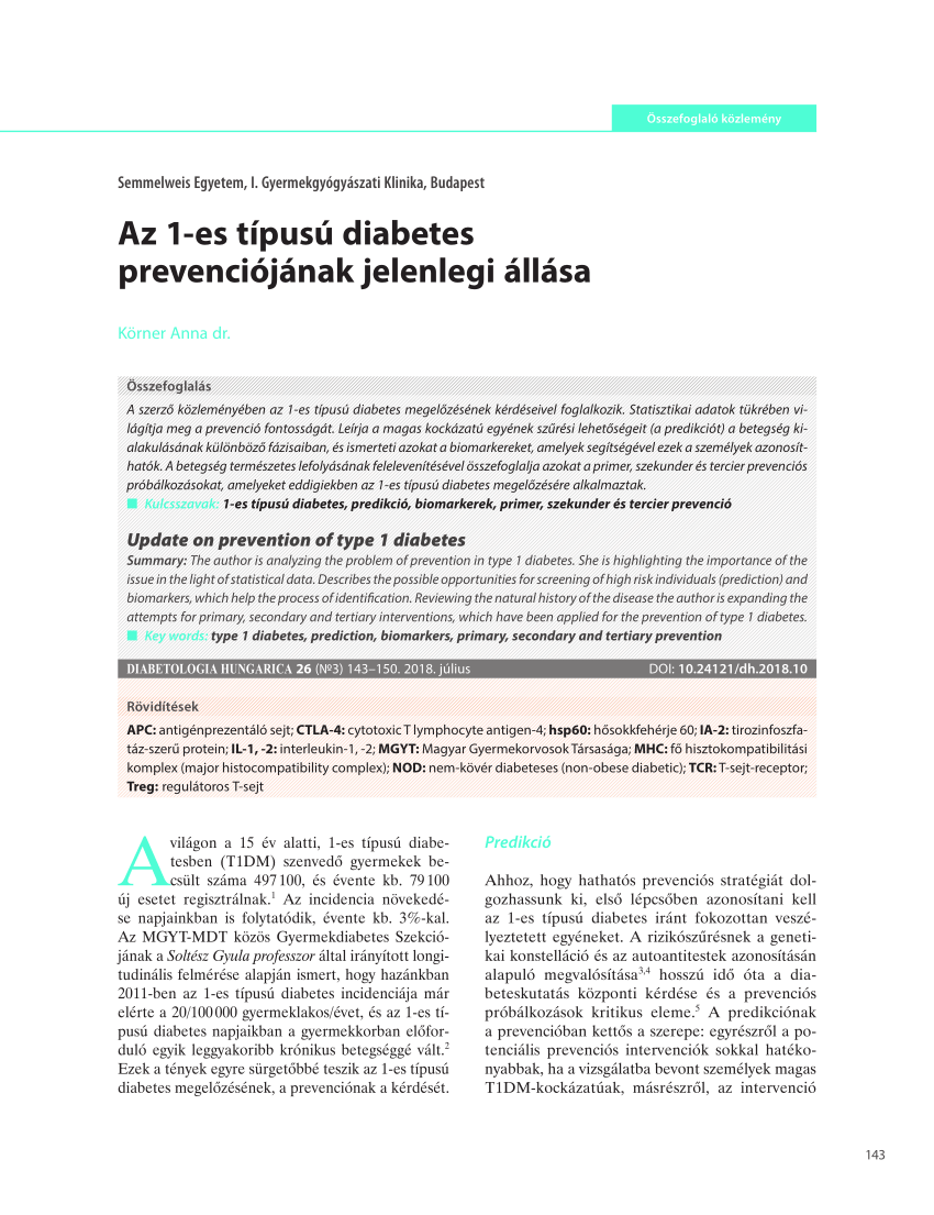 Az 1-es típusú diabétesz kialakulásának okai és szakaszai – Szurikáta Alapítvány