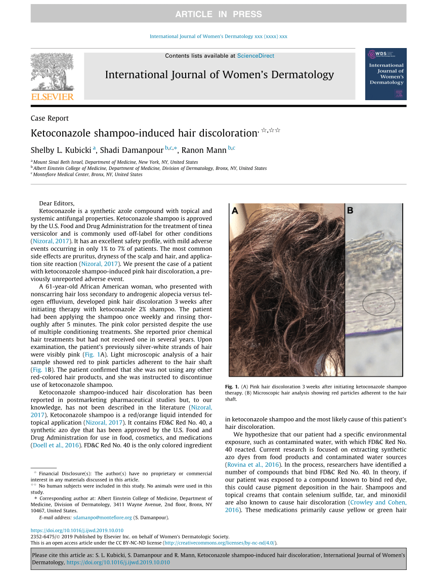 PDF) Ketoconazole shampoo-induced hair discoloration