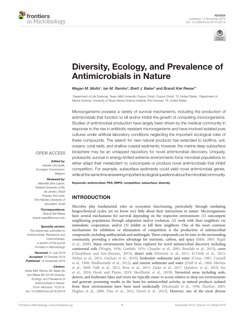 PDF) Diversity, Ecology, and Prevalence of Antimicrobials in Nature
