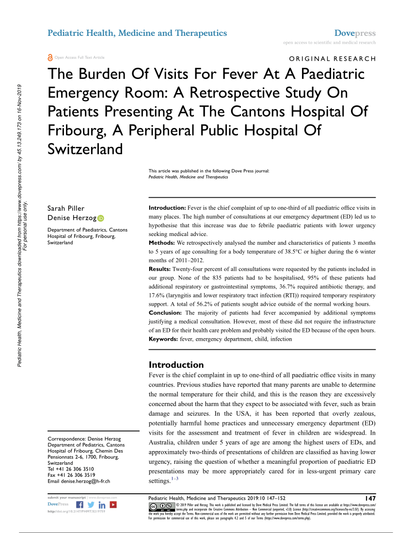 Pdf The Burden Of Visits For Fever At A Paediatric