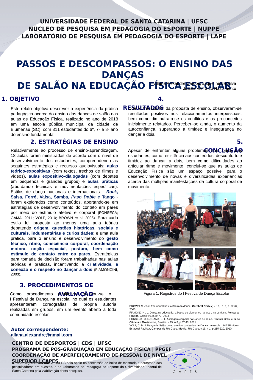 PDF) Educação Física Escolar e Dança De Salão Gauchesca: Relato De