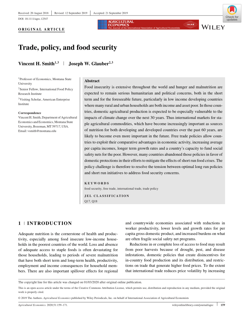 PDF) Trade, Policy and Food Security