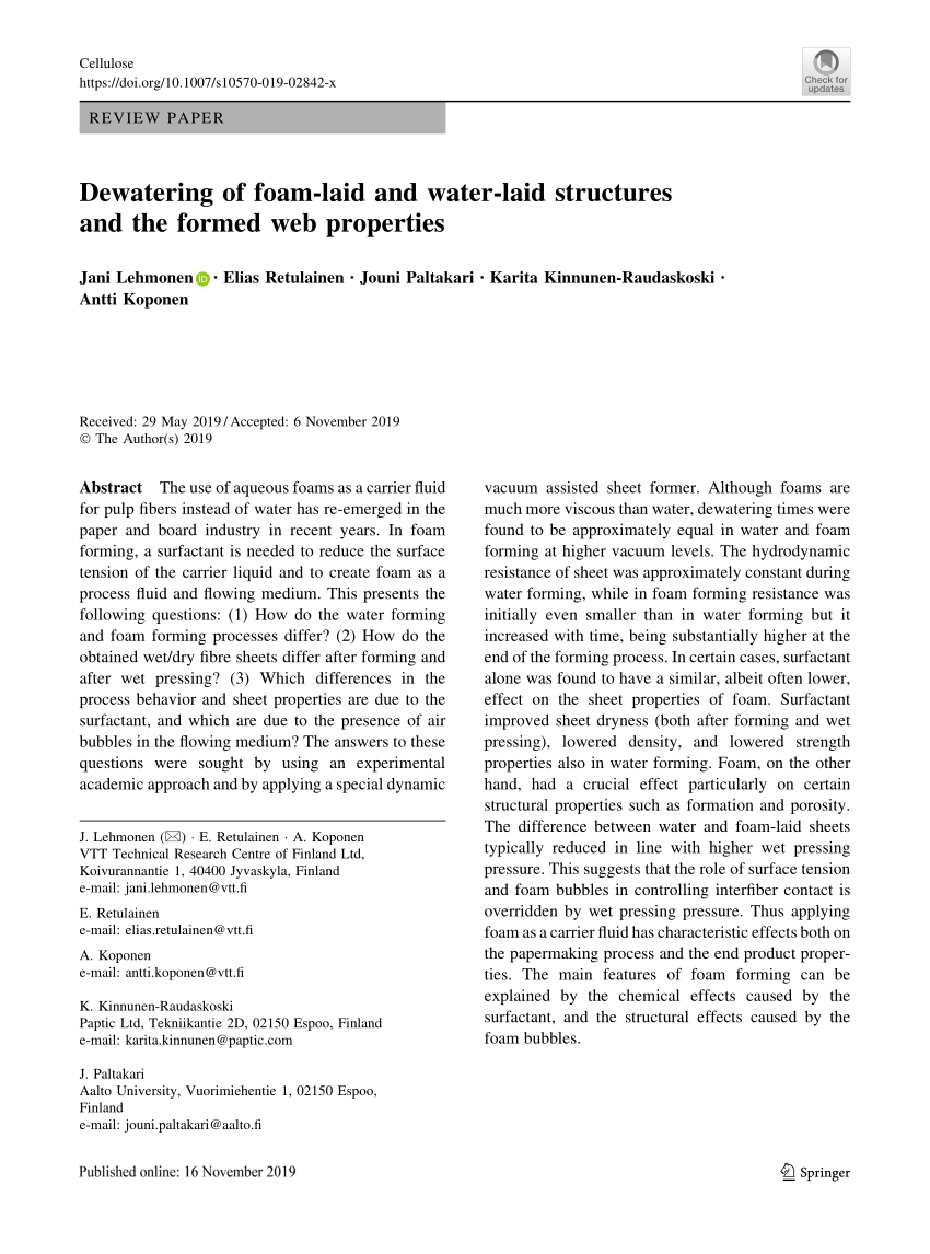 Foam structure in the form of dry and wet and its variation under the