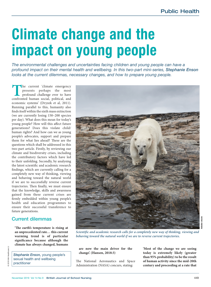 Pdf Climate Change And The Impact On Young People